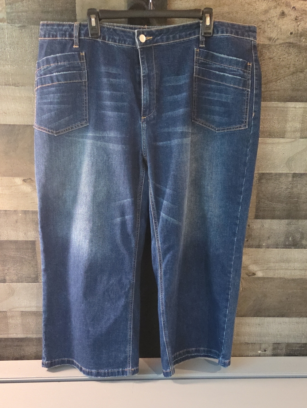 Flamingals Classic Dark Blue Denim Capris Sz 4x